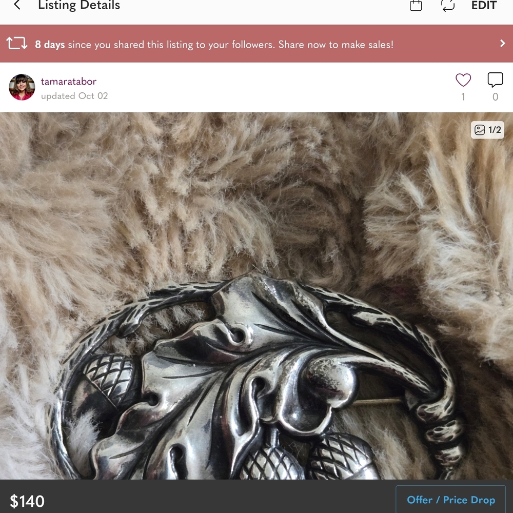 Silver Leaf Design Brooch